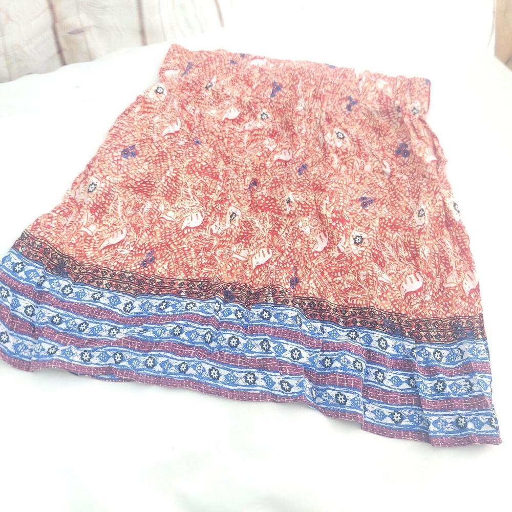 Cabi Orange Blue Pattern Size Medium Pull On A-line Skirt